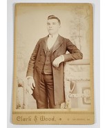 La Grande Oregon Attractive Man Clark &amp; Wood Studio Cabinet Card Photo JD21 - £11.97 GBP
