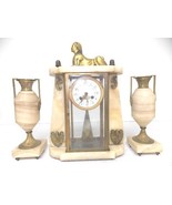 ANTIQUE FRENCH VICTORIAN JAPY FRERESE ALABASTER MANTEL CLOCK W/ SPHINX - $26,344.42 MXN