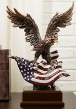 Ebros Wings of Glory Majestic Bald Eagle Clutching On USA American Flag Statue - £77.52 GBP