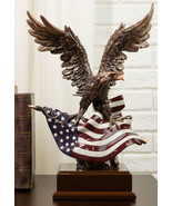 Ebros Wings of Glory Majestic Bald Eagle Clutching On USA American Flag ... - $96.99