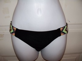Xhilaration Black Bikini Swim Bottom W/Beads on the Side Size Small Women&#39;s NWOT - £12.60 GBP