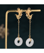 Golden Fish Imitation Jade Earrings - $26.02 CAD