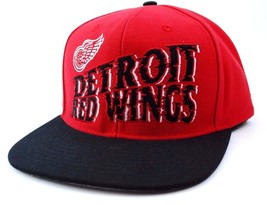 Detroit Red Wings CCM NS29Z NHL Team Logo Red &amp; Black Snapback Hockey Cap Hat - £17.42 GBP