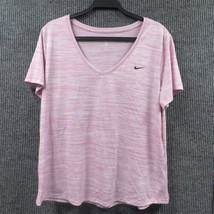 Nike Dri-Fit Shirt Womens XL Pink V-Neck Polyester Pullover Short Sleeve... - £11.32 GBP