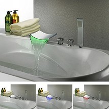 Cascada Deck Mounted Water Power LED Bathroom Sink Faucet (Chrome Finish) - £195.52 GBP