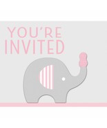 Little Peanut Girl 8 Ct Pink Elephant Baby Shower Invitations - £4.62 GBP