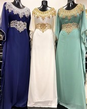 New Moroccan  Abaya Dress Long  Gown Dubai Party Festive New Georgette - $78.00
