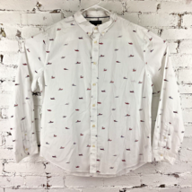 Aeropostale Shirt Men&#39;s 2X White Long Sleeve Button Up Boats Ships Watercraft - £15.01 GBP