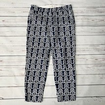 J Crew Printed Skimmer Pant Size 0 Navy Blue White Cotton Nautical Rope  - £15.60 GBP