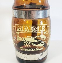 Maine Amber Glass Industrial Mug Beer Stein Mug Metal Wood Handle Nautic... - £15.63 GBP