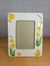 Beautiful Yellow Flowers Stand Alone Ceramic Tabletop Picture Frame Country  - £15.97 GBP