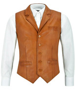 Waistcoat Wedding Wear Men&#39;s Vest Coat Tan Handmade Leather Genuine Lamb... - $2,148.12 MXN+