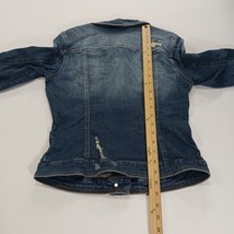 G by Guess Women's Blue Denim Distressed Long Sleeves Jacket Pockets Size Medium image 6