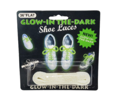 Vintage 1997 Glow In The Dark Shoe Laces 36&quot; Flat Washable NON-TOXIC In Package - £29.62 GBP