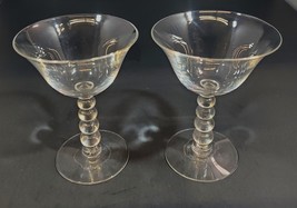 Imperial Candlewick Clear Champagne Coupe Glasses Set of 2 Vintage Beaded Glass - £23.70 GBP