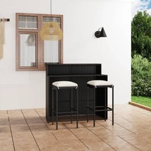  Garden Bar Set Black PE rattan, Powder-Coated Steel Medium - $447.22 CAD