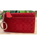 Coach  Signature Jacquard Mini Skinny Coin Purse Key Wallet Card Case Red - £22.81 GBP