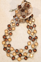 Coldwater Creek Multi Strand Two side Faceted Acrylic Necklace Faux Topaz Amber - £12.91 GBP