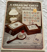A treasure chest of stitches vintage cross stitch pattern booklet leaflet - $19.75
