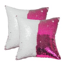 Sublimation Sequin Pillow Case Blanks 16&#39;&#39;X16&#39;&#39; 2Pcs Hot Pink Flip Reversible Me - £20.55 GBP
