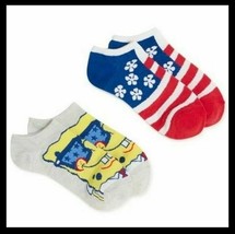 Spongebob Squarepants Patriotic No Show Socks 2 Pairs Sock Sz 9-11 Shoe Sz 4-10 - £4.40 GBP