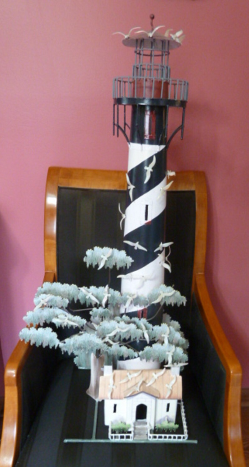 (CL-LIGHT-1) 36&quot; tall Cape Hatteras Lighthouse with house tin Metal Wall... - $140.99