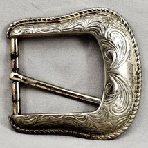 Vintage Belt Buckle Pin Buckle Western Filigree Engraved Etched - £31.46 GBP