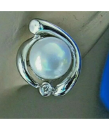 Elegant Pearl Diamond European Earrings Unique Design Deco Syle Button S... - $1,895.25