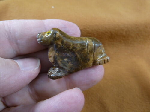 Y-SEAL-40) brown SEAL small carving gem stone SOAPSTONE PERU I love baby... - $8.59