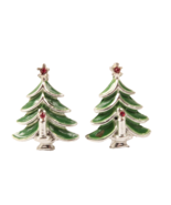 Christmas Tree Clip On Earrings Enamel and Rhinestone VGC - £6.09 GBP