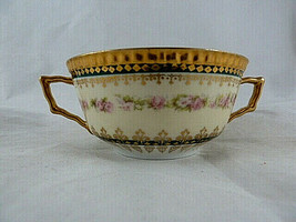 Antique Hohenzollern Cup lots of Gold Trim 2 handles Crown &amp; ribbon trad... - $19.79