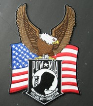 Pow Mia You Are Not Forgotten Eagle Usa Flag Embroidered Patch 11 Inches - £12.66 GBP