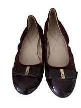 Cole Haan Ballet Flats Purple Color Quilted Suede Leather Gold Bow Size 9.5 - $462.49 MXN