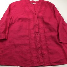 JM Collection Macy&#39;s Women&#39;s Pink Tunic Linen Shirt Work Office Career Size 20W - £23.52 GBP