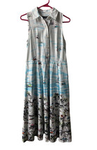 Cheetah Tropical Print Fit &amp; Flare Button Dress Womens Size 6 Sleeveless Travel - £12.36 GBP