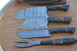 damascus hand forged hunting/kitchen sheaf knives set From The Eagle Collectiomm - £111.12 GBP