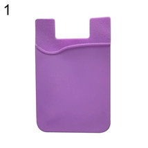 (1) Purple Phone Wallet Silicone Credit Card ID Holder Pocket Stick On B... - £4.59 GBP