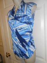 Cute Apt. 9 Abstract Design Sleeveless Blouse Blues Ruched on sides size PS - $9.13