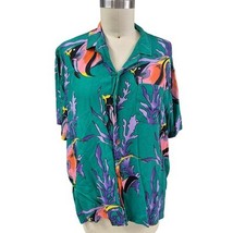 VTG Mens L/XL KENNINGTON HAWAIIAN - Bright Teal Coral Reef Angel Fish Shirt - $42.77