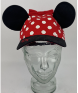 Minnie Mouse Bow Ears Cap Hat Womens OSFM Red w White Polka Dot Adjustable - $384.29 MXN