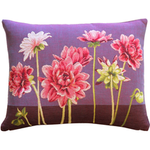 Pink Dahlias Rectangular Tapestry Throw Pillow, Complete with Pillow Insert - £33.49 GBP