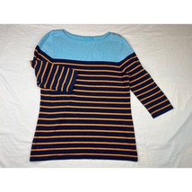 J McLaughlin Sweater Womens Large Blue Orange Cottagecore Pullover Light... - £28.63 GBP