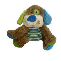 Dan Dee Plush Brown Dog Green Blue Ears &amp; Paws Stripe Shirt 10&quot; Stuffed Animal - £11.14 GBP