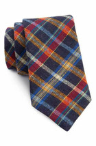 TED BAKER LONDON Plaid WOVEN ITALIAN Silk NECKWEAR Tie NAVY Multicolor - $73.25