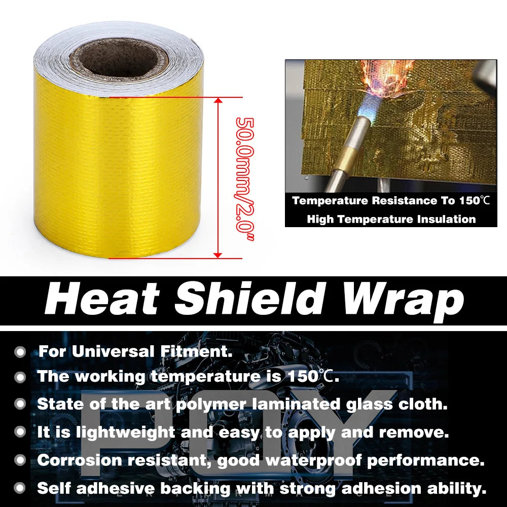Play 1m 2m 5m 10m Gold Car Motorcycle Exhaust Wrap A Header Heat Insulation Roll - £23.17 GBP