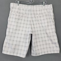 Russell Men Shorts Size 36 White Stretch Preppy Plaid Classic Flat Front... - £7.86 GBP