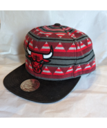Chicago Bulls Mitchell And Ness Snapback Knit Embroidered Hat Cap Red Bl... - £9.11 GBP