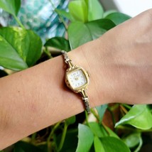 Vintage Art Deco Swiss Lucerne Dainty Gold &amp; Silver Stretch Watch - £34.70 GBP