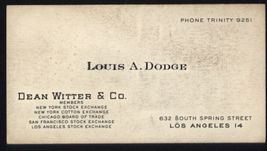 FOUND in ALBUM - Business card LOUIS A. DODGE Dean Witter &amp; Co Los Angel... - $7.95