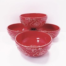 Temptations Swirls and Pearls 16 oz. Stoneware Soup Cereal Bowls Set of 4 - £24.37 GBP